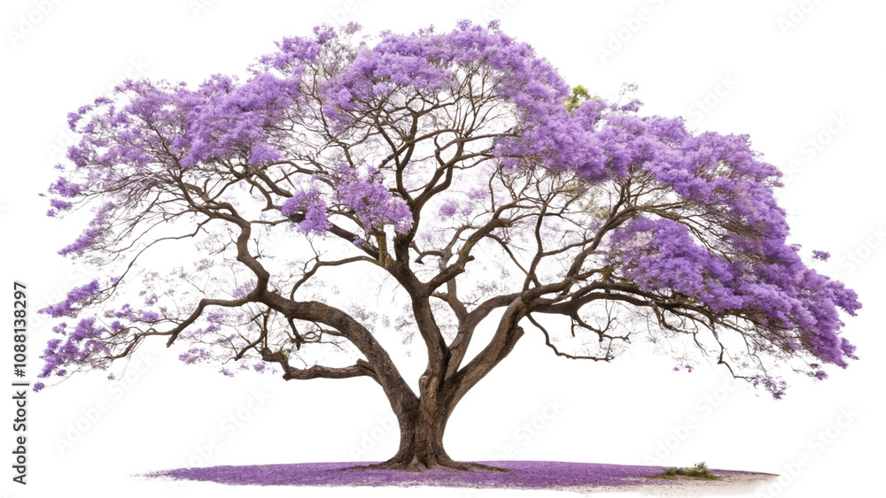 Obraz premium Lilac tree silhouette on white background, perfect for spring and winter floral designs