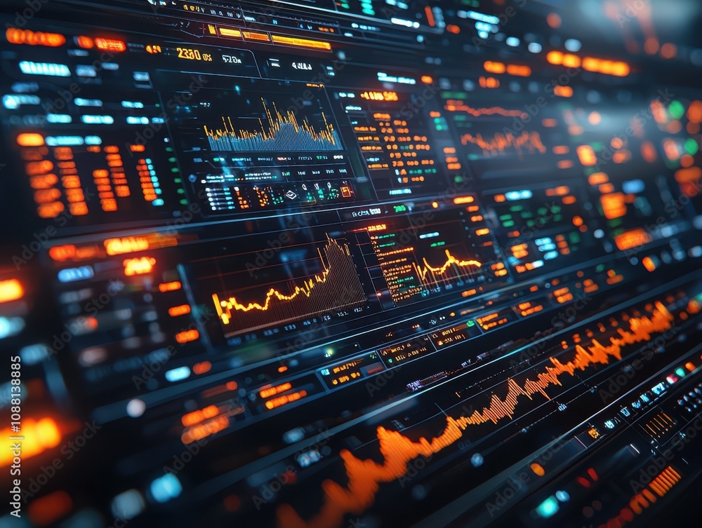 Analyzing holographic trading graphs with neon blue market indicators in digital finance environments Analyzing holographic trading graphs with neon blue market indicators in digital finance environments