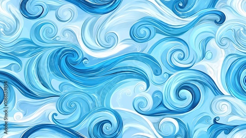 Soft Ocean Wave Patterns in Baby Blue Tones, Minimalist and Serene Design