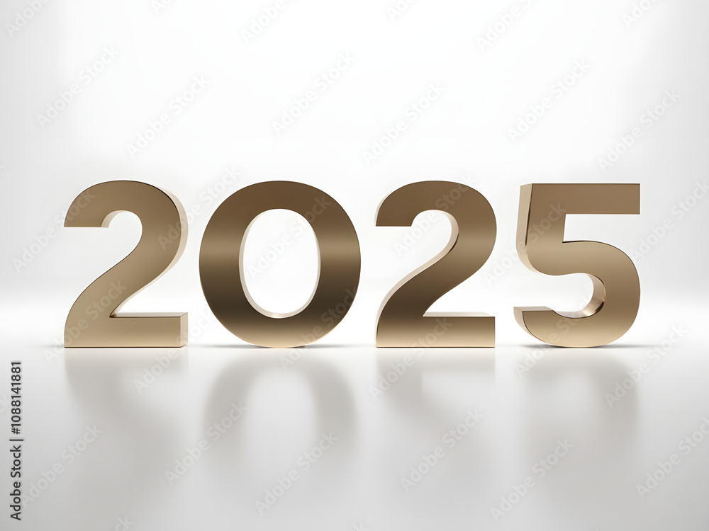 2025 golden number text illustration isolated on white background new year concept 2025 golden number text illustration isolated on white background new year concept