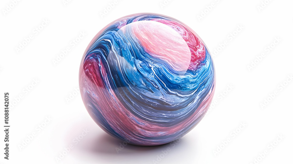 Abstract 3D Sphere with Swirling Blue Pink Hues Abstract 3D Sphere with Swirling Blue Pink Hues