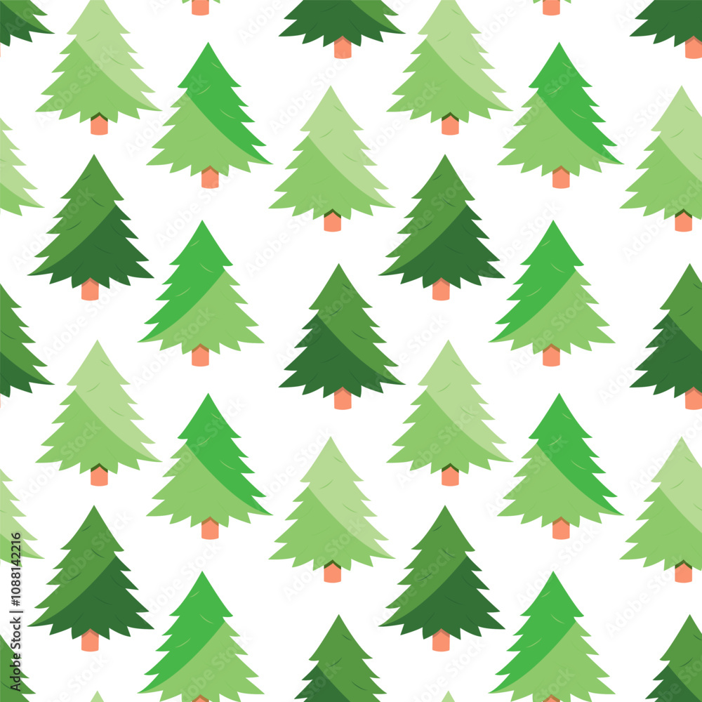 Obraz premium Seamless pattern with a Christmas tree. Christmas and New Year background. Vector illustration.