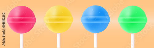 A set of sweet lollipops in a realistic style.; 3d effect.