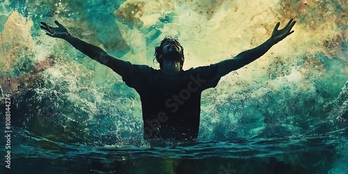 Man in Water, Spiritual Awakening, Hope Concept