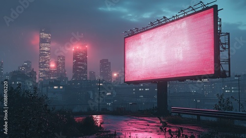 Illuminated vertical digital billboard displaying vibrant advertisements at night in a bustling urban environment