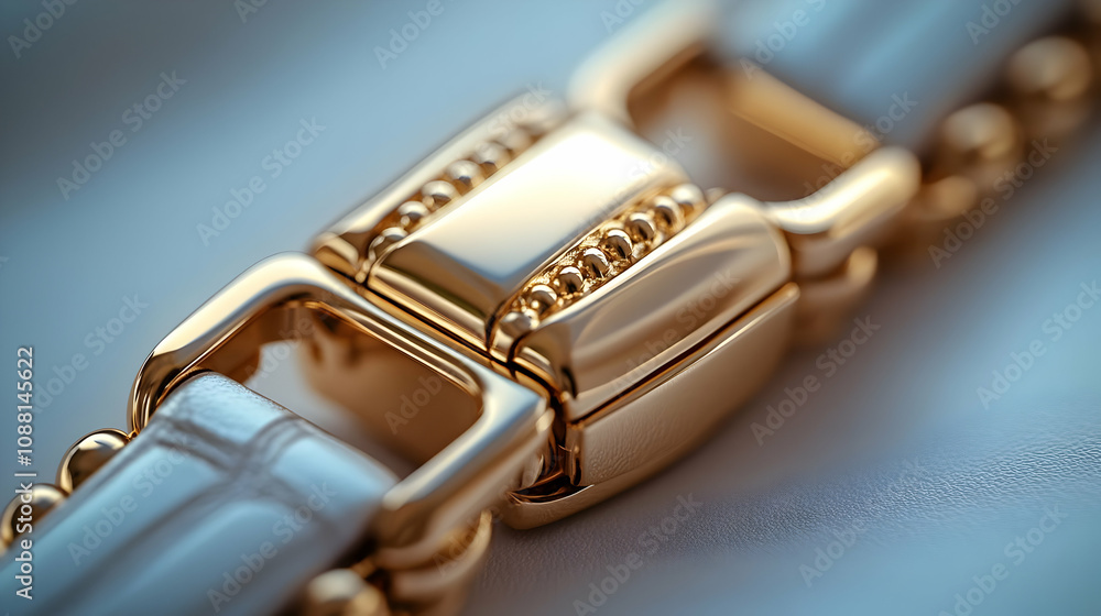 Close-up Gold Clasp on Leather Strap - Luxury Accessory Illustration Close-up Gold Clasp on Leather Strap - Luxury Accessory Illustration