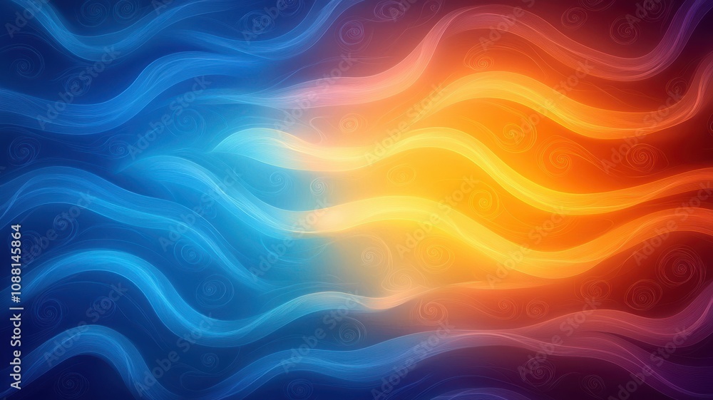 Abstract waves in blue and orange create a dynamic and vibrant visual effect. Abstract waves in blue and orange create a dynamic and vibrant visual effect.