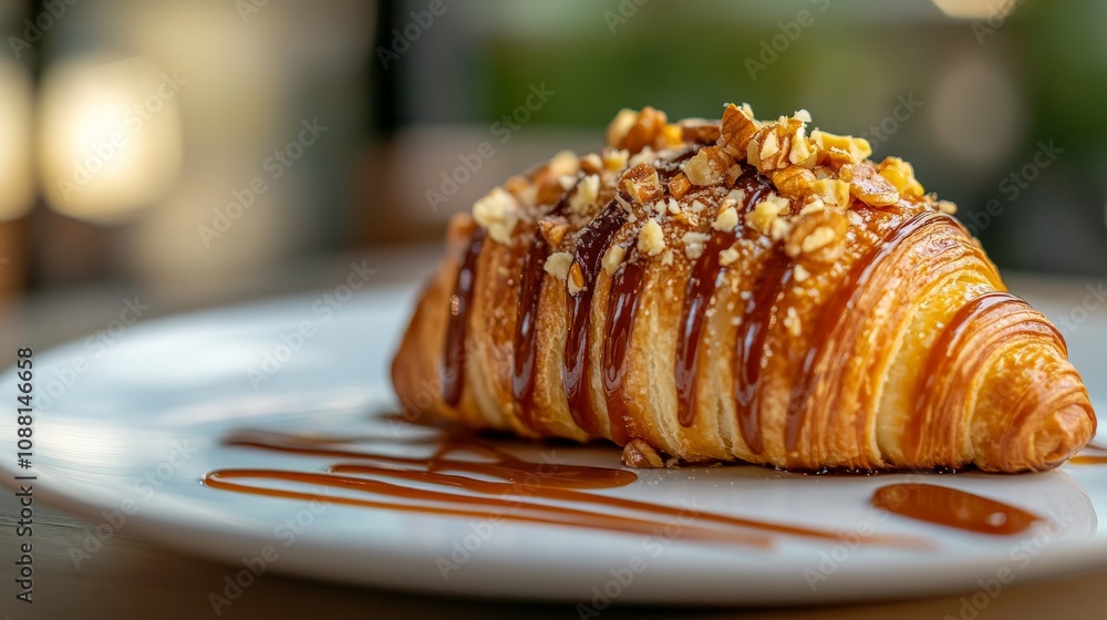 Indulgent Croissant with Caramel and Nuts Indulgent Croissant with Caramel and Nuts