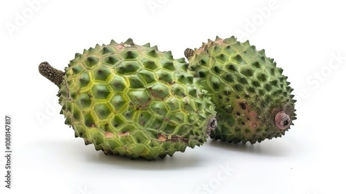 Ripe Soursop Fruit Isolated on White Background