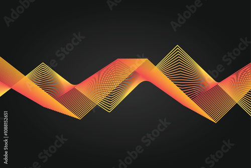 Artistic wave elements for digital design. Frequency track equalizer visual. Modern linear art background. Vectors gradient waves and lines. Softly curved stripes, fluid design.