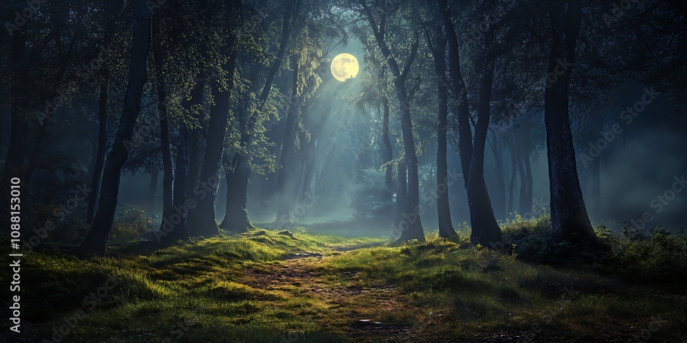 Obraz premium Moonlit Forest Path