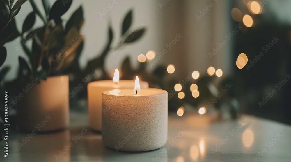 Beautiful Christmas Background with Candles and a Santa Claus, Creating a Warm and Festive Atmosphere for the Holiday Season. Beautiful Christmas Background with Candles and a Santa Claus, Creating a Warm and Festive Atmosphere for the Holiday Season.