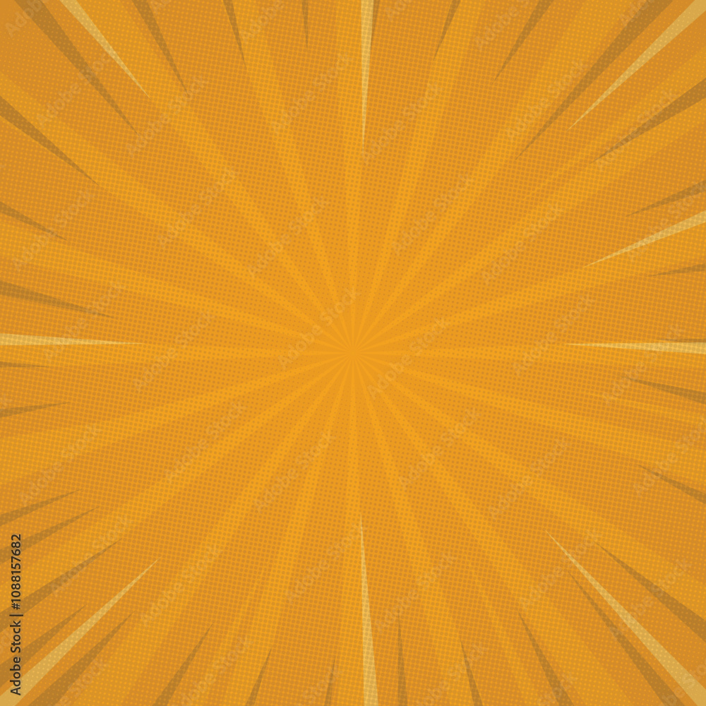 Obraz premium yellow comic sunburst spiral rays retro background