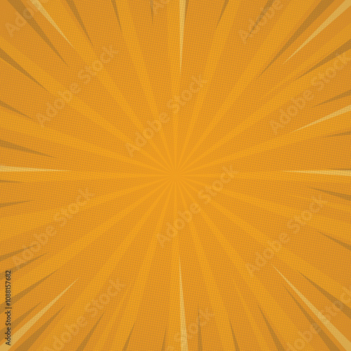 yellow comic sunburst spiral rays retro background