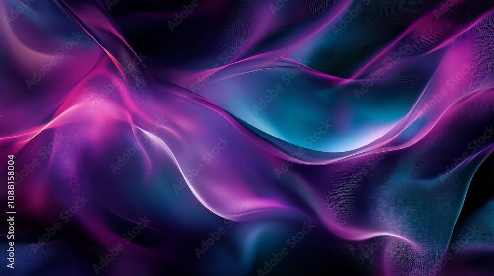 Fototapeta premium 4.A dynamic and abstract mesh design where glowing, neon-like shades of purple, turquoise, and pink merge smoothly in a fluid texture. The vibrant gradient shifts gently across the surface, giving a