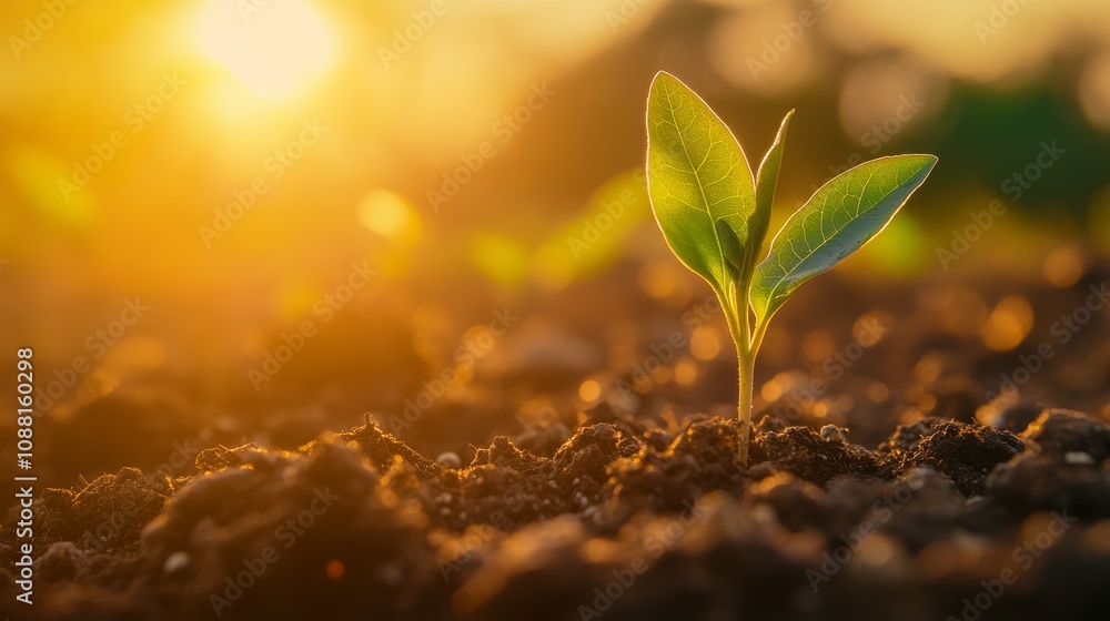 42.A close-up of a vibrant green seedling sprouting from the ground, bathed in soft golden sunlight. The young plant’s tender leaves reach toward the sky, symbolizing new beginnings, sustainable 42.A close-up of a vibrant green seedling sprouting from the ground, bathed in soft golden sunlight. The young plant’s tender leaves reach toward the sky, symbolizing new beginnings, sustainable