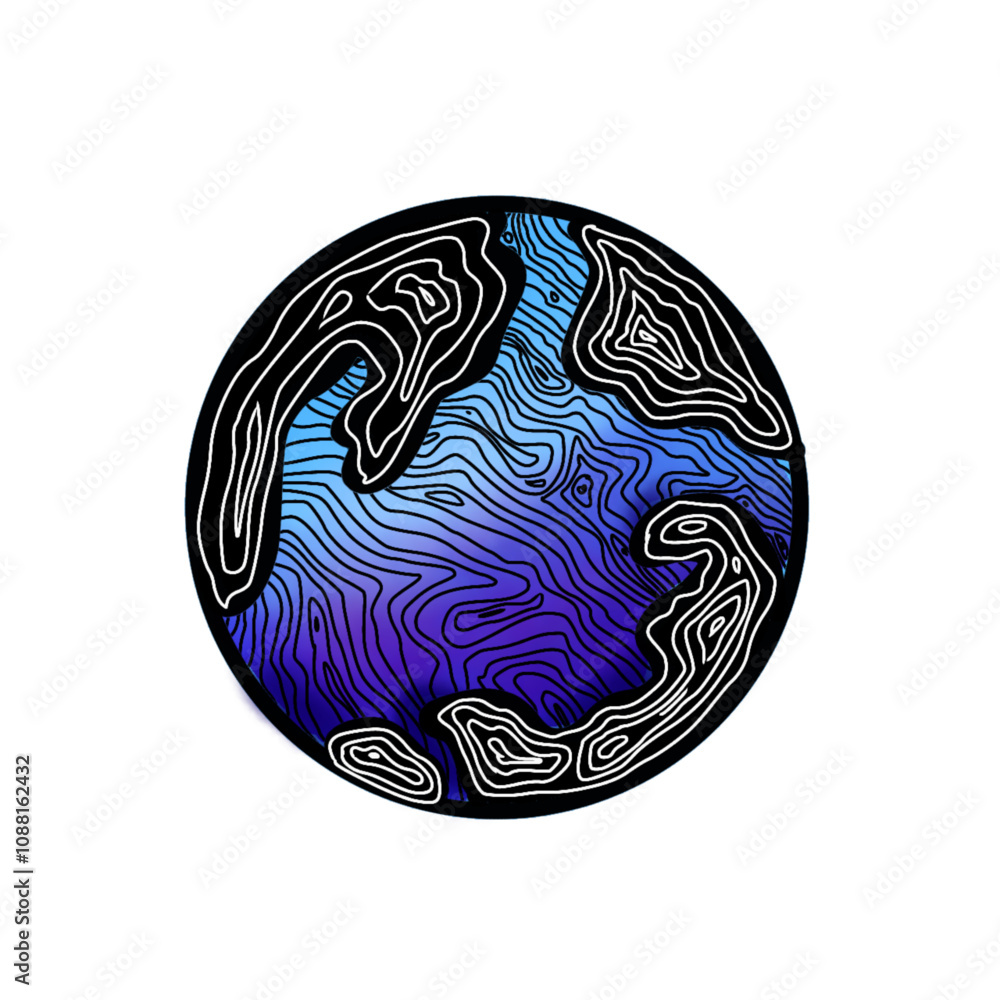 abstract illustration globe with pattern or contour inside abstract illustration globe with pattern or contour inside