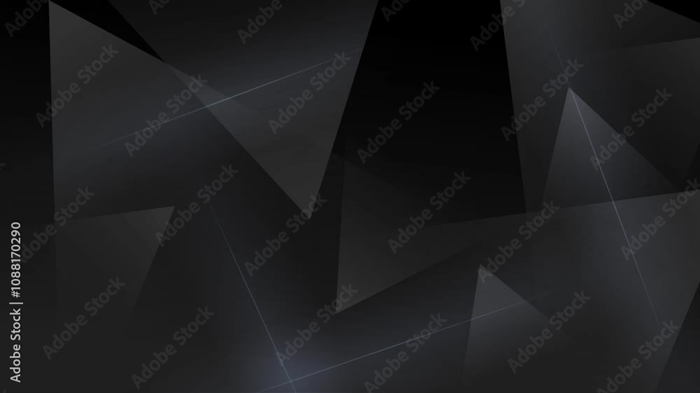 abstract design blending black gray and geometric shapes triangles on black background seamless 4k video background motion pop art design