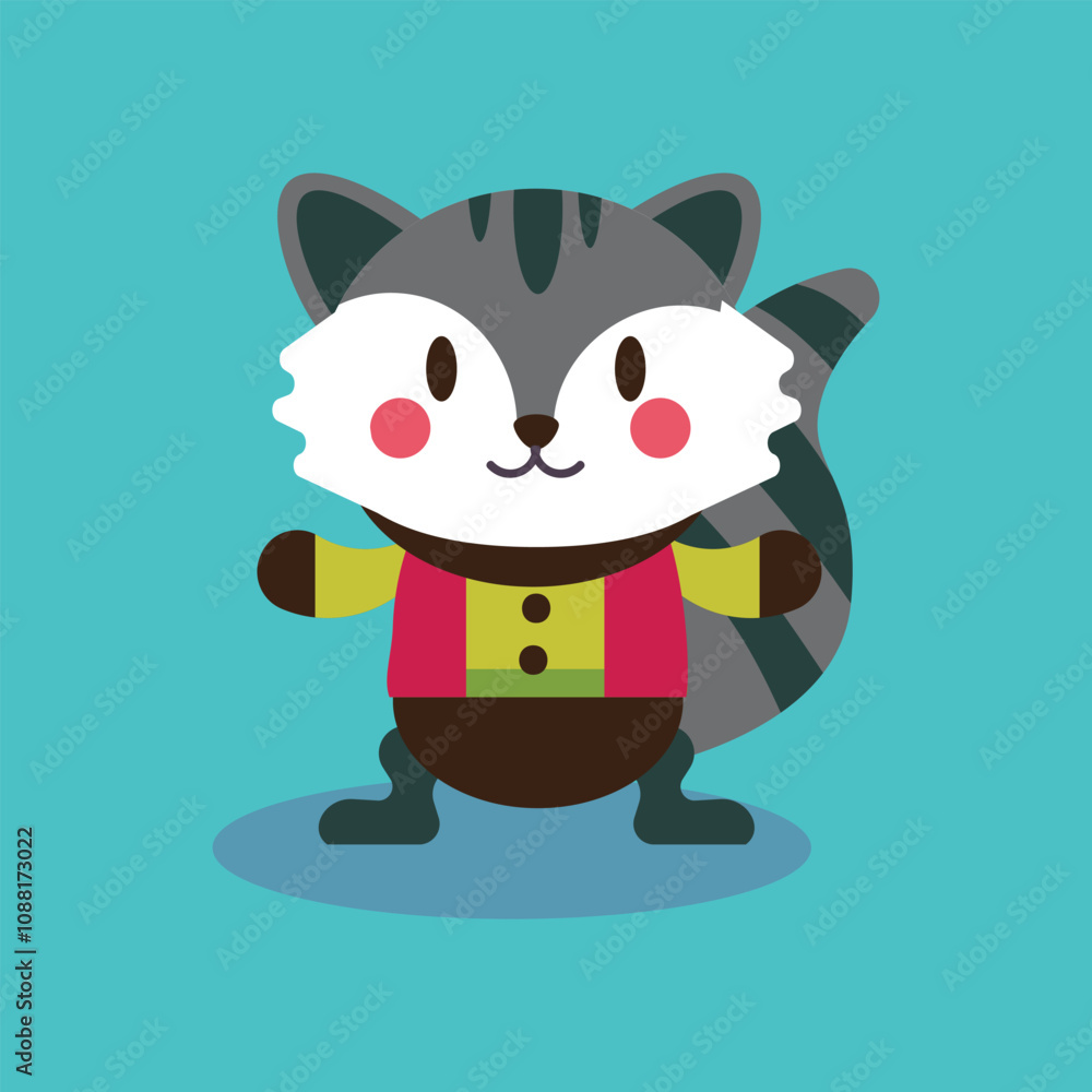 Fototapeta premium Cute Flat design Christmas Animal.