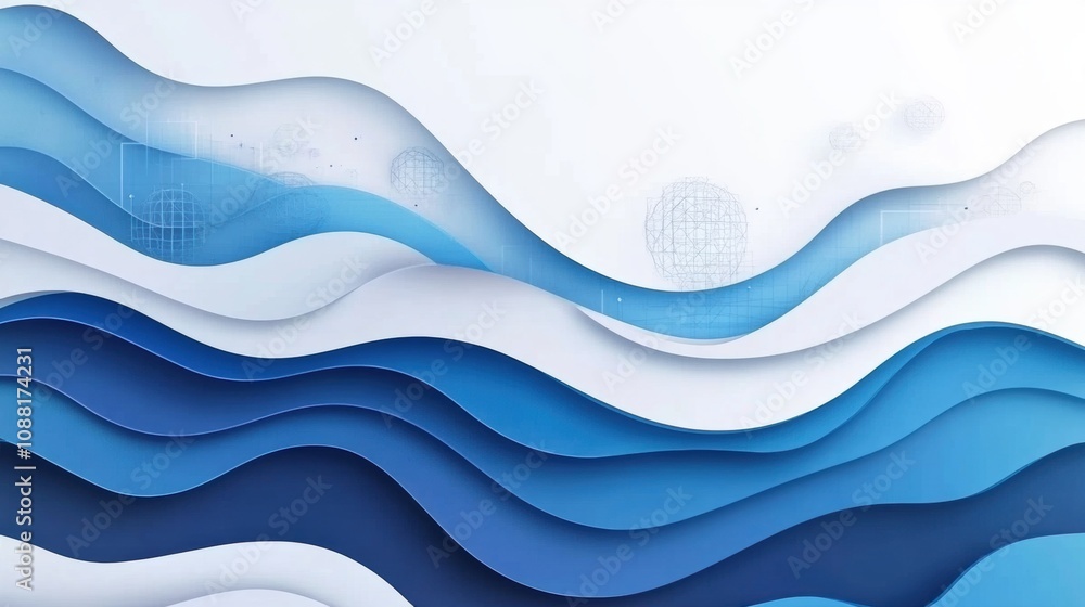Fototapeta premium Modern Abstract Blue Waves Background with Soft Curves and Gradient Layers for Creative and Professional Design Projects