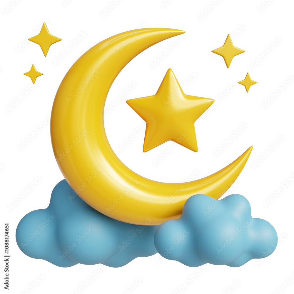 Ramadan mubarak crescent moon 3d render icon Ramadan mubarak crescent moon 3d render icon