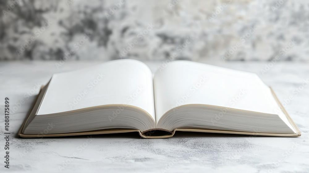Fototapeta premium Open blank book with textured background, ready for design mockups