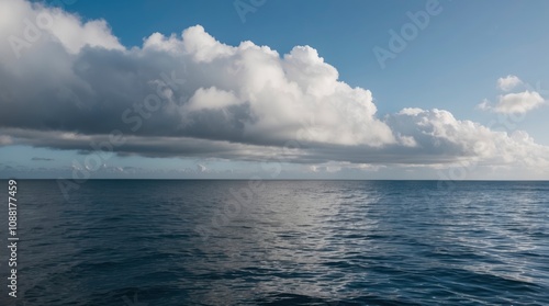 Calm weather on sea or ocean with clouds - generative ai