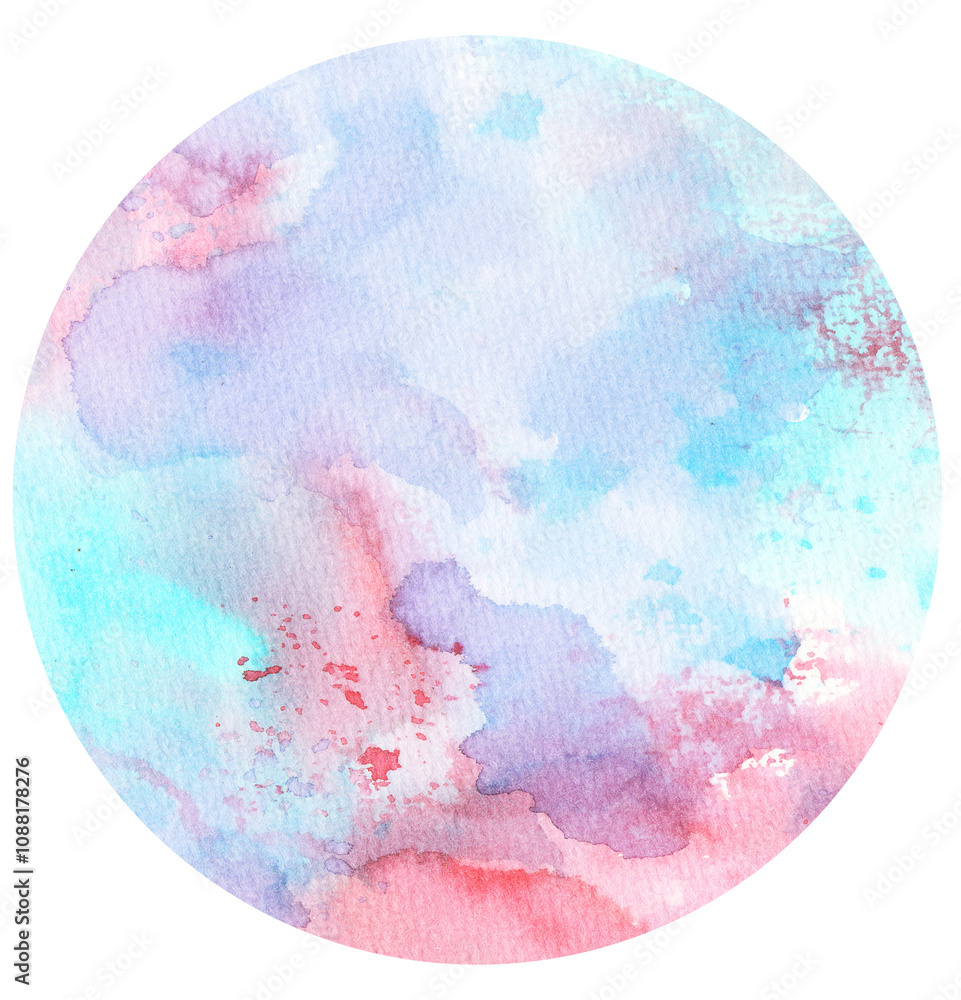 Watercolor hand painted circles texture. Watercolour circle elements for design.