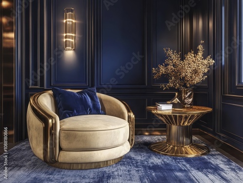 Elegant Gold And Blue Moder...