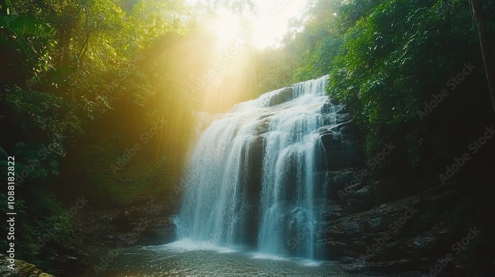 Beauty in nature, amazing waterfall in tropical forest of national park, Thailand Beauty in nature, amazing waterfall in tropical forest of national park, Thailand