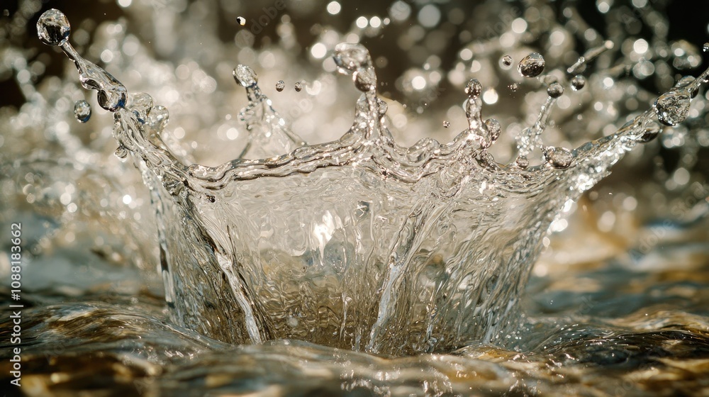 Dynamic water splash with droplets flying in all directions, conveying energy and vitality. Dynamic water splash with droplets flying in all directions, conveying energy and vitality.
