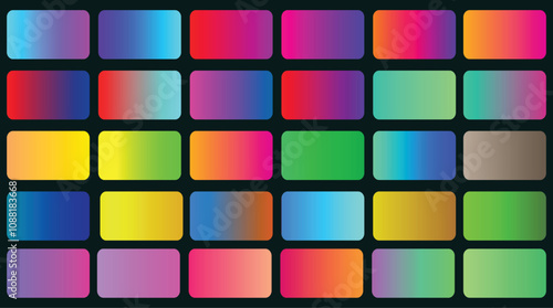 Collection of colorful smooth gradient,  Abstract color gradient background, Modern vector template for cover, poster, brochure, mobile app.eps