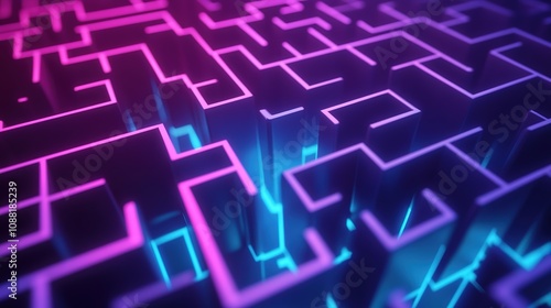 Intricate Pixel Maze Design with Vibrant Colors and Abstract Geometric Patterns, Featuring a Complex Labyrinthine Layout for Puzzle and Game Concepts.
