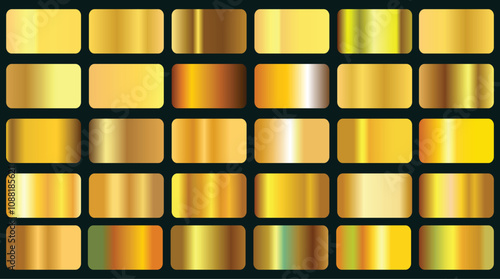collection of golden gradient palette background for UIUX app vector, texture gold gradient, Set of golden gradient templates collection.eps