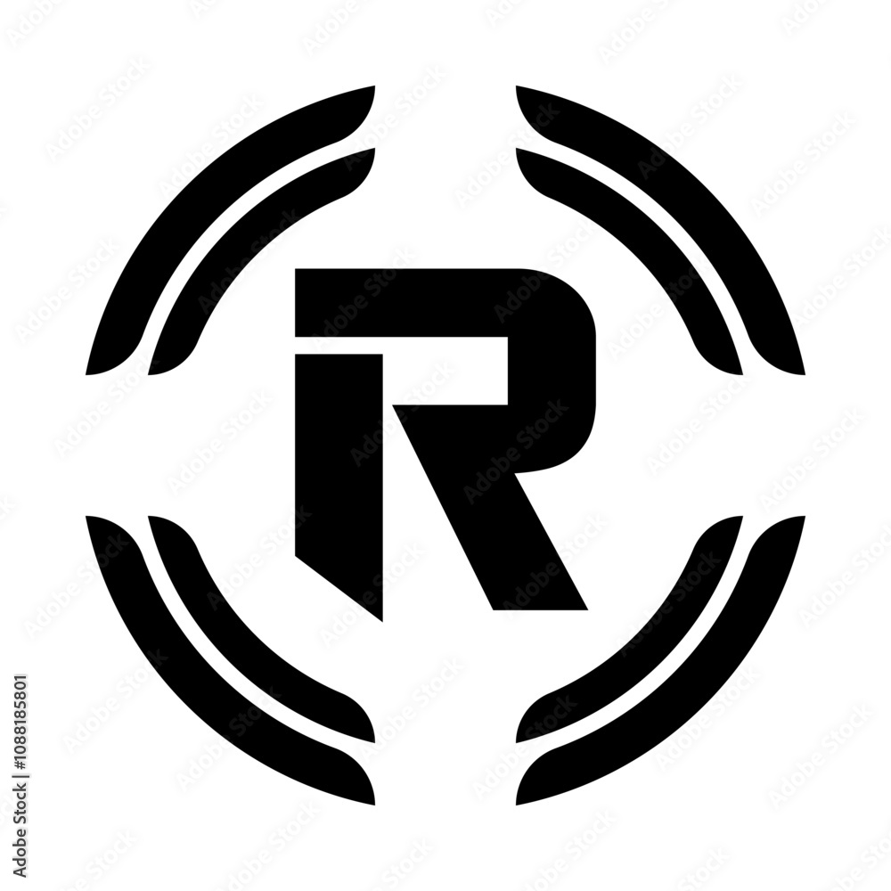 R Monogram Logo Set - Circular and Futuristic Design R Monogram Logo Set - Circular and Futuristic Design