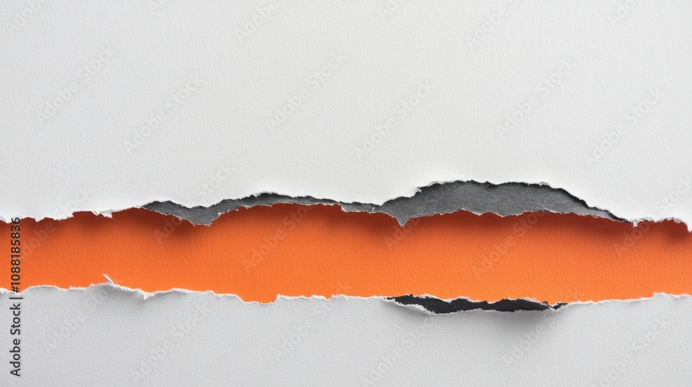 Metamorphosis Revealed: Isolated Torn Paper Edge Unveiling Contrasting Color, Symbolizing Transformation Metamorphosis Revealed: Isolated Torn Paper Edge Unveiling Contrasting Color, Symbolizing Transformation