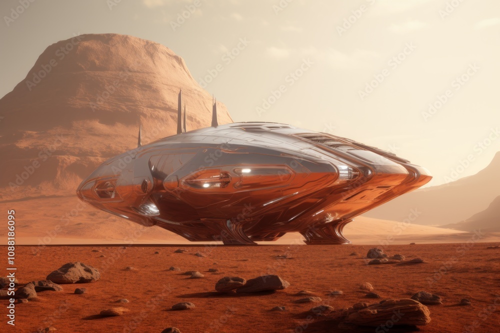 Alien Ship on the Red Mars Landscape: Stunning Detail Alien Ship on the Red Mars Landscape: Stunning Detail