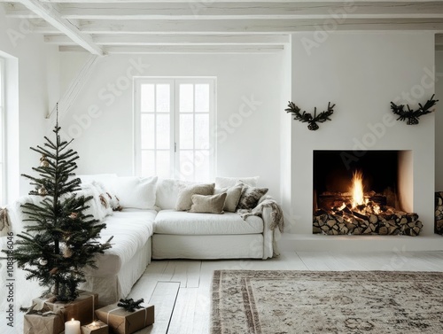 White Living Room Christmas...