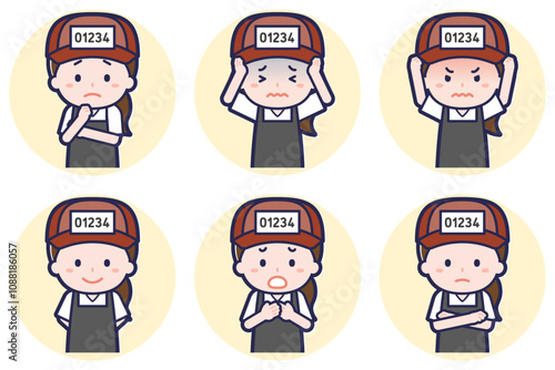 魚屋の女性のポーズセット_05