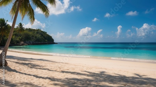 Beautiful beach background. Natural landscape with empty tropical beach - generative ai