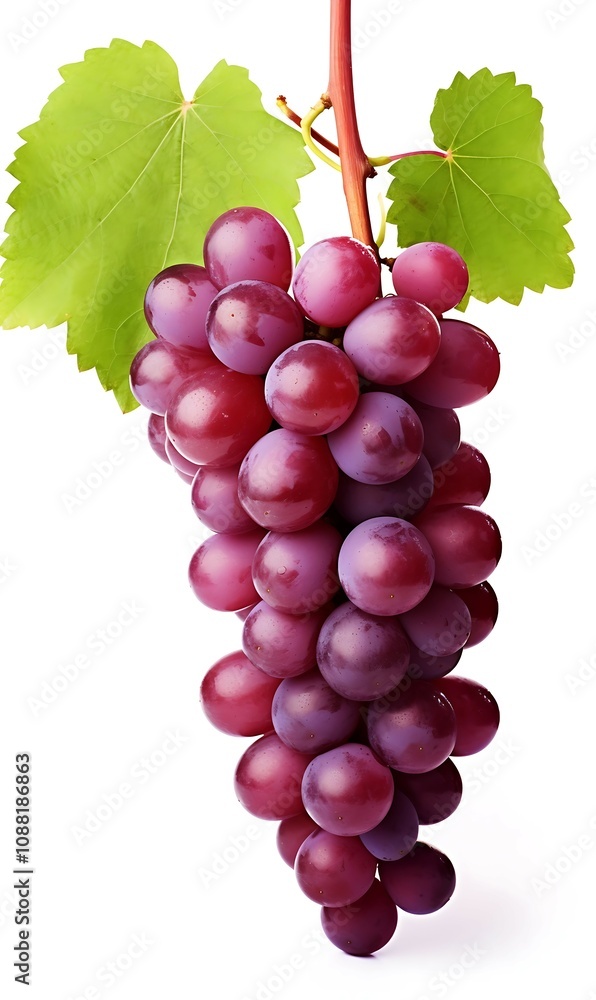 Fototapeta premium Grapes with leaf isolated on white background