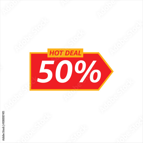 Hot Deal 15 percent Off Red and Yellow Arrow Design Label