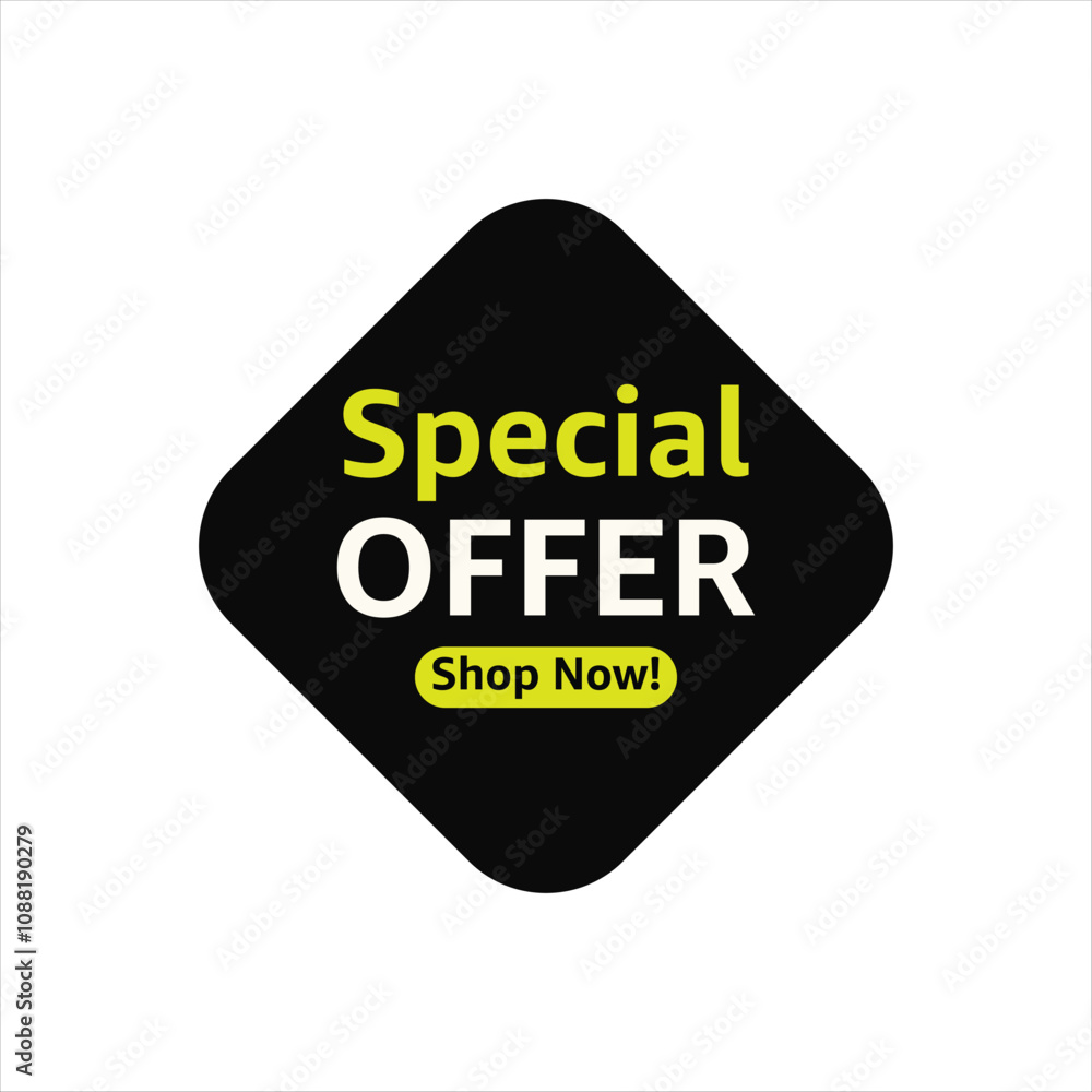 Special Offer Black and Yellow Rhombus Label Special Offer Black and Yellow Rhombus Label
