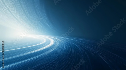 Obraz na płótnie A symmetrical blue background with speed lines, light blue and black gradient colors, a white curved straight road, minimalist style, high resolution, and a dynamic technological atmosphere. w salonie