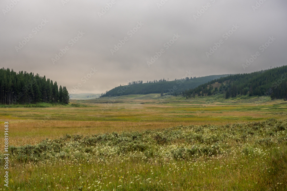 Cloudy Morning Over Mary Mountain Trail In Hayden Valley Cloudy Morning Over Mary Mountain Trail In Hayden Valley