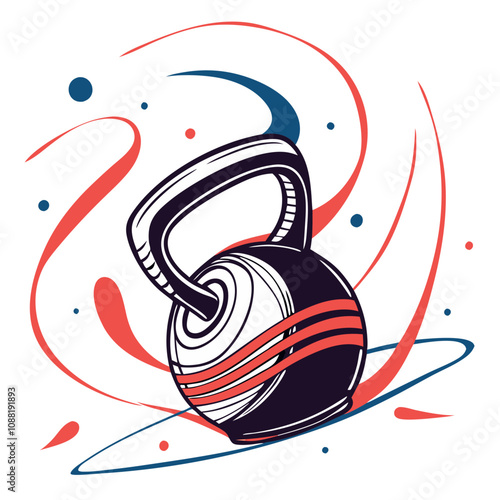 Kettlebell Strength: A dynamic illustration of a kettlebell, symbolizing fitness, power, and athleticism. The bold lines and vibrant colors create a sense of energy and motion.