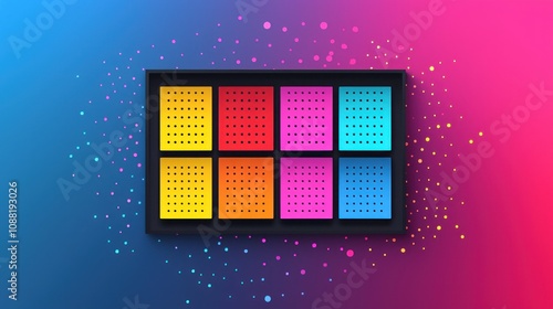 A colorful box with six squares of different colors