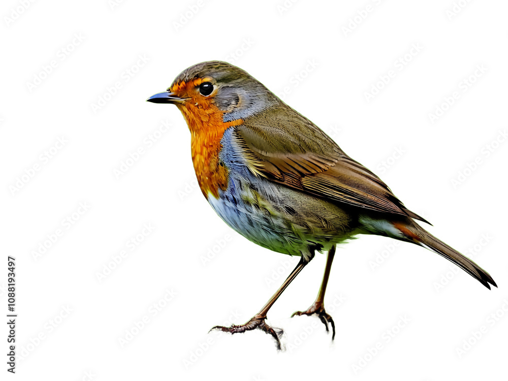 Robin bird sitting on a branch green background. Robin bird sitting on a branch green background.