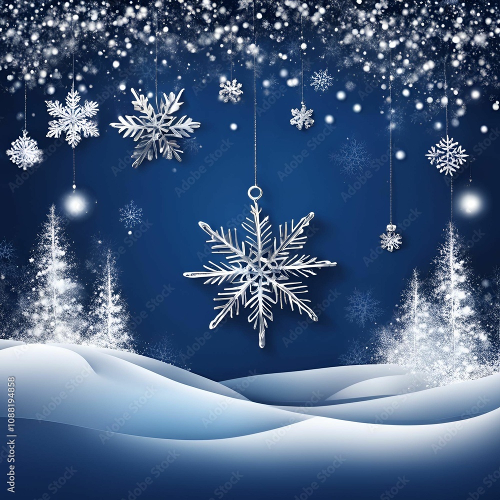 A blue background with snowflakes A blue background with snowflakes