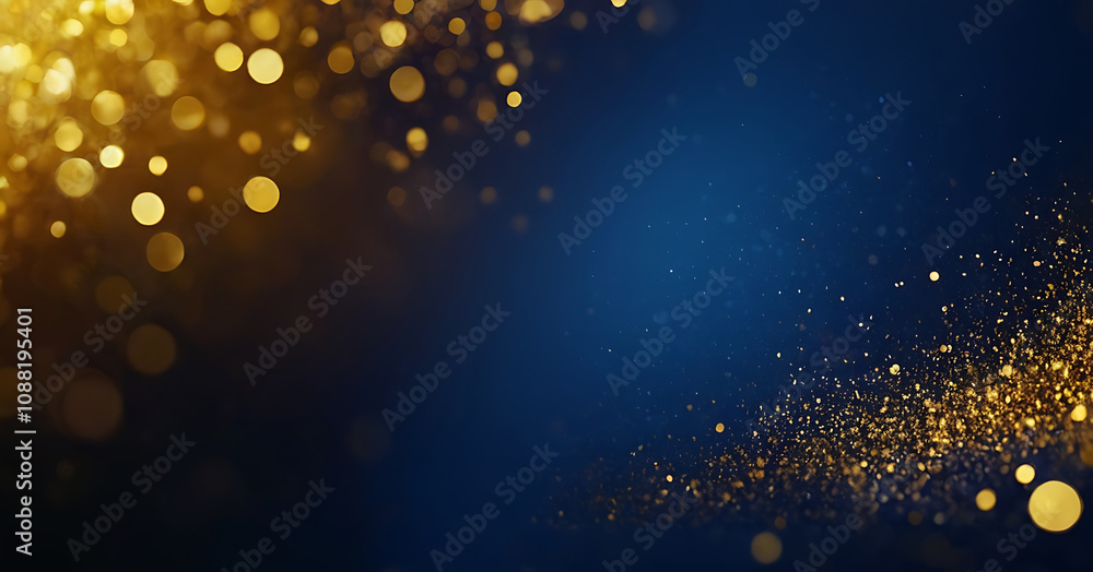 Sparkling gold bokeh lights on a dark blue background, creating a magical and festive atmosphere. Perfect for celebrations, holidays, or elegant designs. Sparkling gold bokeh lights on a dark blue background, creating a magical and festive atmosphere. Perfect for celebrations, holidays, or elegant designs.